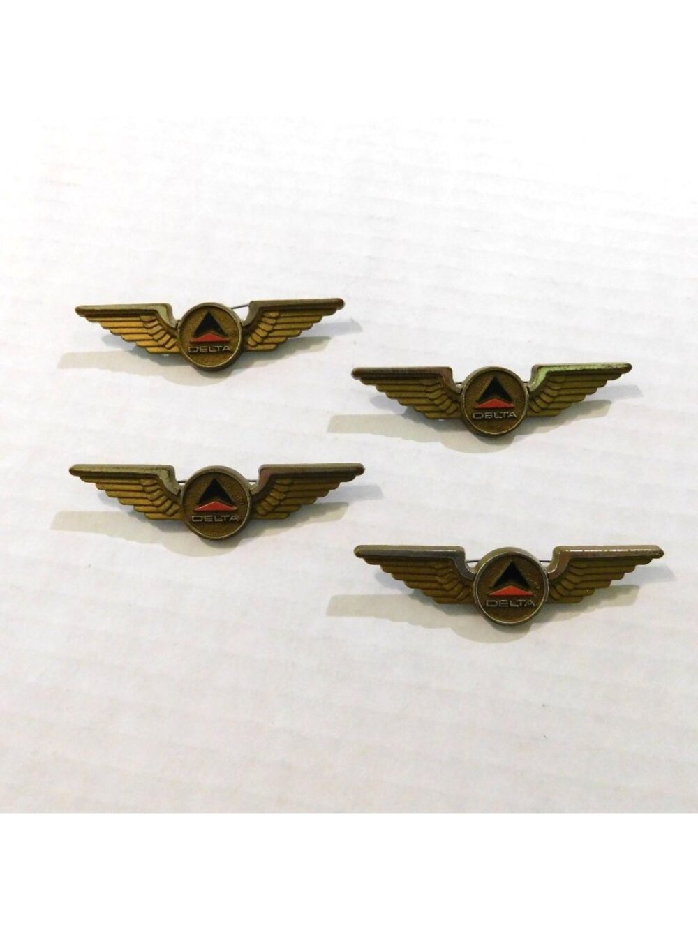 Vintage Delta Airlines Wings Pin Kid Pilot Crew Set of 4 Flight Souvenir  2.5 In